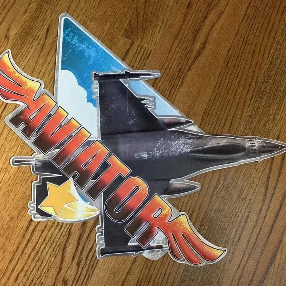 NEW Aviator Fighter Plane Embossed Tin Metal Sign 18